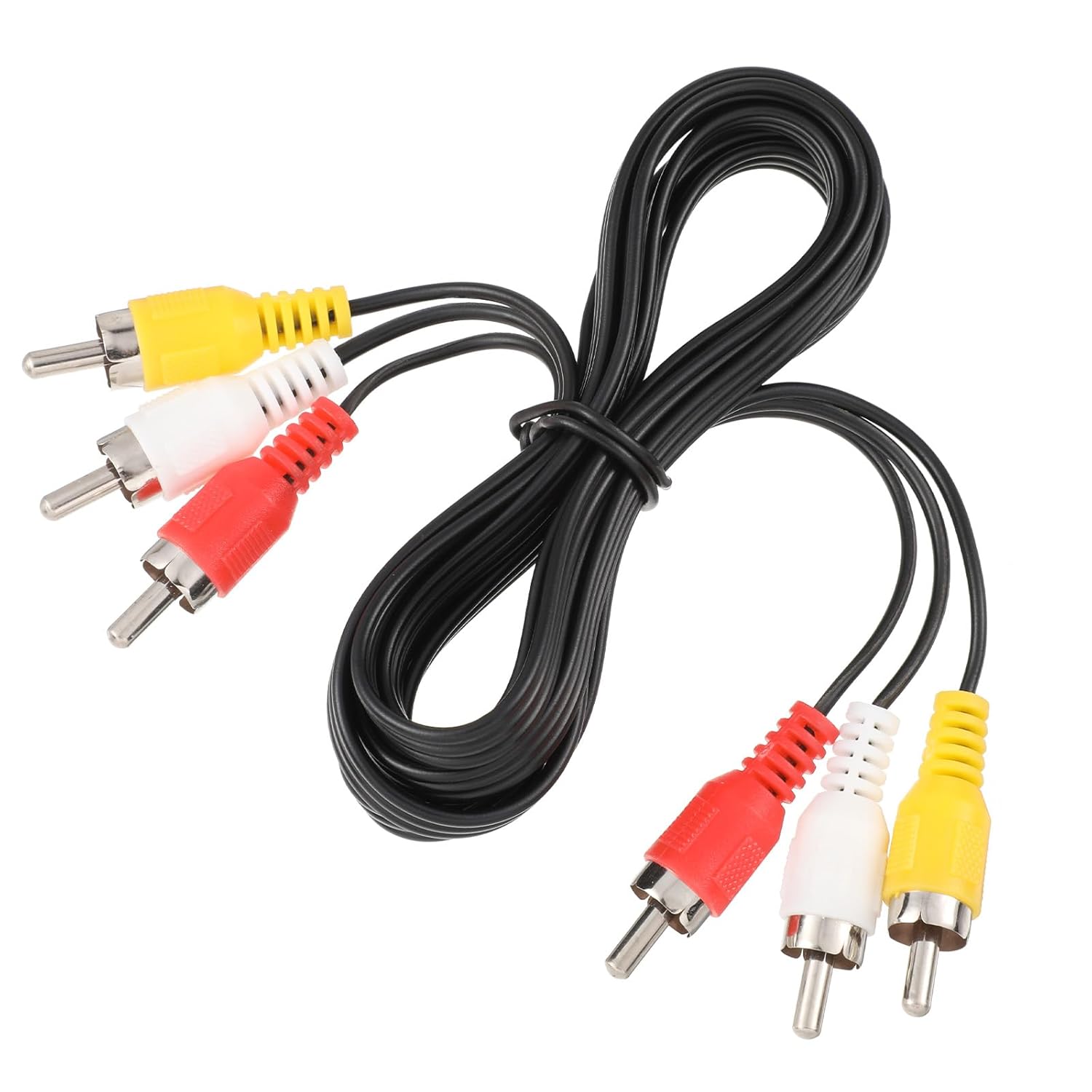 5FT RCA Audio Video Composite Cable, AV Cable Red/White/Yellow 3 Male to 3 Male for TV, DVD, VCR, Projector, Amplifier, Speaker, Satellite, Home Theater Receivers.