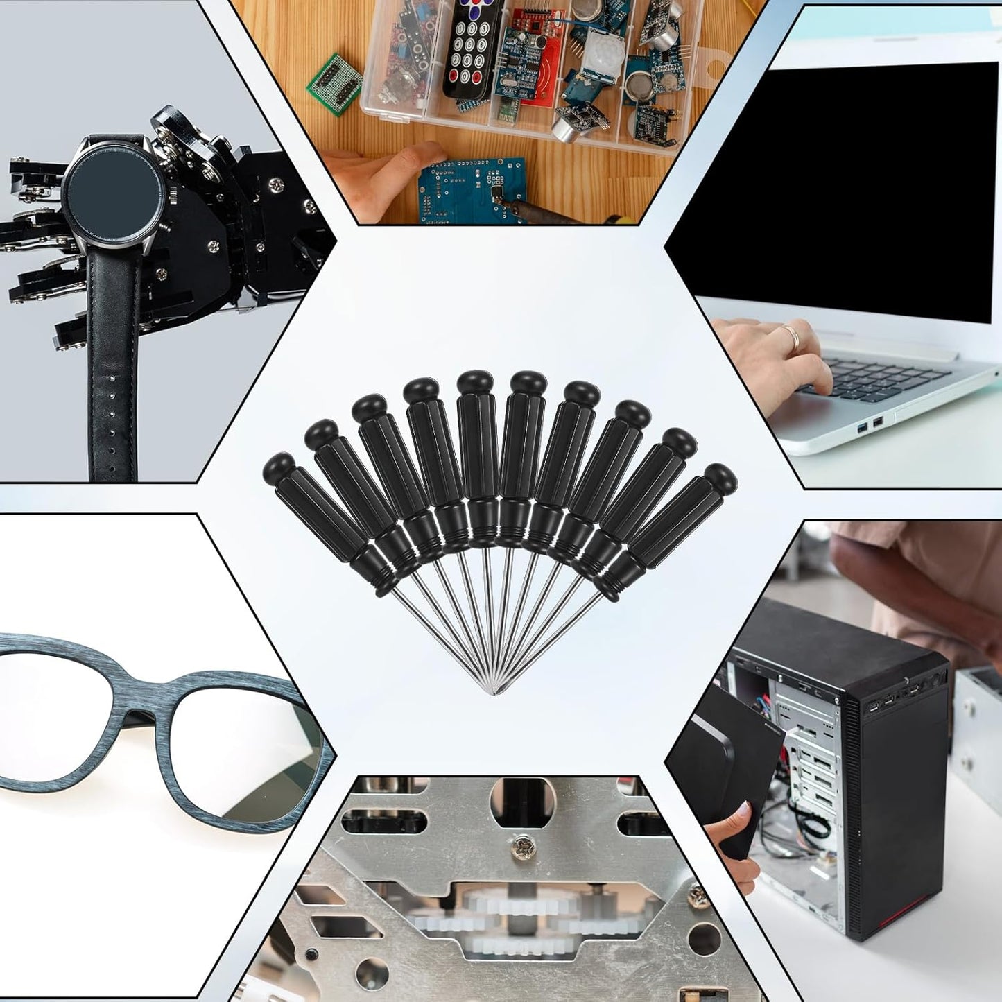 10 Pcs Mini Phillips Screwdriver, 2.5 mm Small Screwdriver Cross Head Tiny Screwdrivers with Black Non-Slip Handles 3.7" Total Length Pocket Tool Kit for Small Appliances, Watches, Laptop Repair