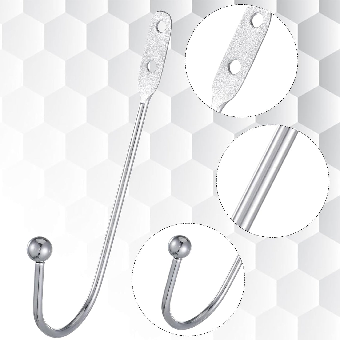 8 Pcs Metal Curtain Holdbacks, Curtain Tiebacks Wall Mounted Curtains Hooks Decorative Drapery Tie Backs Retro Window Hook with Screws for Drapes, Home Decor (Silver)