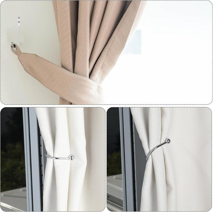 8 Pcs Metal Curtain Holdbacks, Curtain Tiebacks Wall Mounted Curtains Hooks Decorative Drapery Tie Backs Retro Window Hook with Screws for Drapes, Home Decor (Silver)