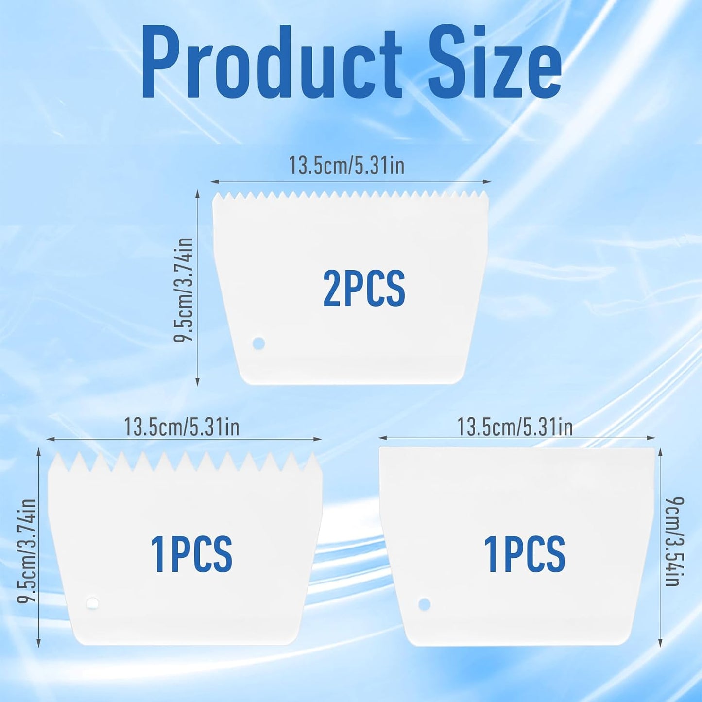 Adhesive Spreader, 4 Pcs Notched Glue Spreader Kits Plastic Notched Trowel 0.5"/1" Tooth Reusable for Glue Epoxy Resin Putty Hardwood Flooring (White)