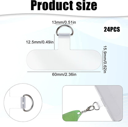 24 Pieces Phone Tether Tab, Clear Cell Phones Lanyard Pads Universal Phone Charm Holder Transparent Lanyard Patch Strap Replacement Part for Most Smartphones, No Adhesive