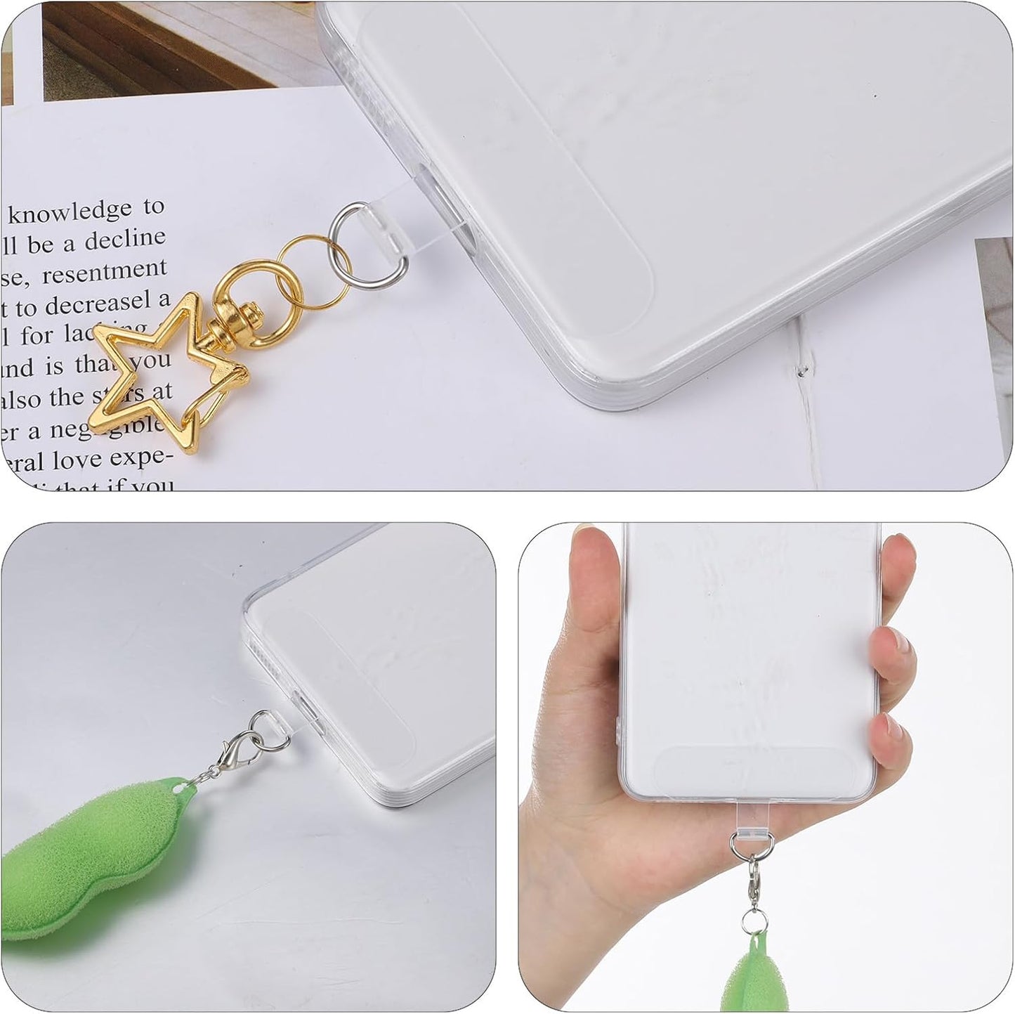 24 Pieces Phone Tether Tab, Clear Cell Phones Lanyard Pads Universal Phone Charm Holder Transparent Lanyard Patch Strap Replacement Part for Most Smartphones, No Adhesive