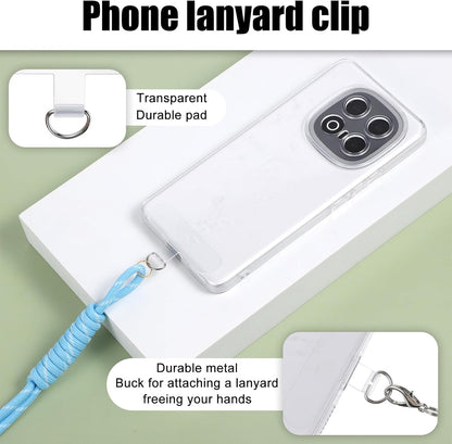 24 Pieces Phone Tether Tab, Clear Cell Phones Lanyard Pads Universal Phone Charm Holder Transparent Lanyard Patch Strap Replacement Part for Most Smartphones, No Adhesive