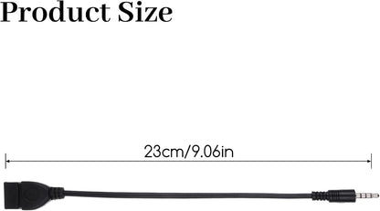USB to AUX Audio Adapter, 3.5 mm Male AUX Audio Jack Plug to USB 2.0 Female Converter Adapter Cable Cord 9 Inch Length Black OTG Adapters Accessories for Car Playing Music with U-Disk