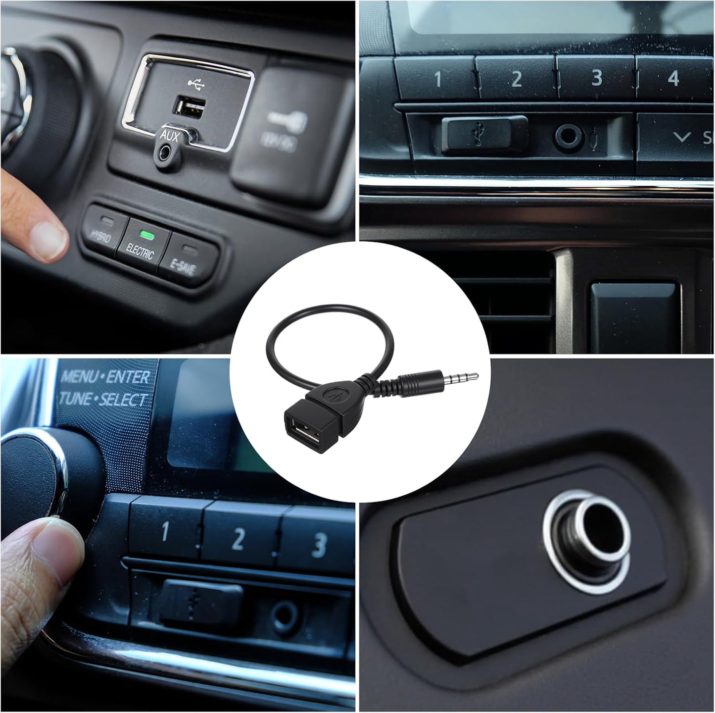 USB to AUX Audio Adapter, 3.5 mm Male AUX Audio Jack Plug to USB 2.0 Female Converter Adapter Cable Cord 9 Inch Length Black OTG Adapters Accessories for Car Playing Music with U-Disk
