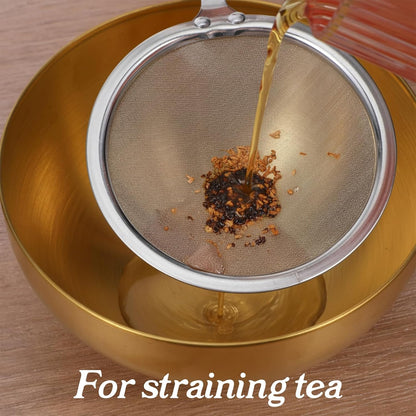 Stainless Steel Fat Skimmer Spoon 4â Fine Mesh Strainer with 9â Heat-Resistant Handle Grease Strainer Spoon Fat Separator for Cooking Frying Quinoa Soup Miso Foam Grease.