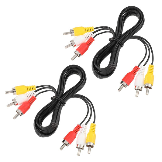 2 Pcs 5FT RCA Audio Video Composite Cable, AV Cable Red/White/Yellow 3 Male to 3 Male for TV, DVD, VCR, Projector, Amplifier, Speaker, Satellite, Home Theater Receivers.