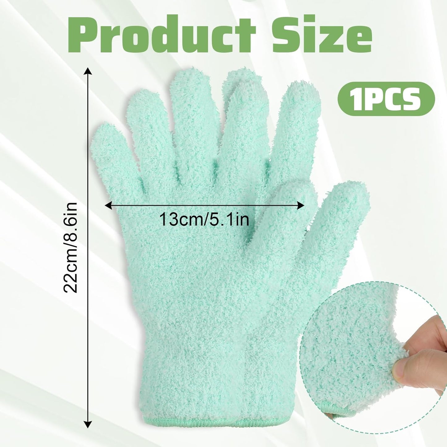 2 PCS Dusting Gloves for House Cleaning, Microfiber Coral Fleece Cleaning Mittens Reusable Washable Household Gloves for Plants Cars Blinds Lamps and Hard to Reach Corners (Cyan)