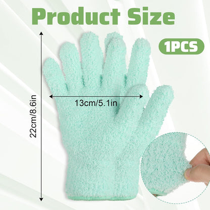2 PCS Dusting Gloves for House Cleaning, Microfiber Coral Fleece Cleaning Mittens Reusable Washable Household Gloves for Plants Cars Blinds Lamps and Hard to Reach Corners (Cyan)