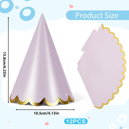 12 Pcs Pastel Birthday Party Hats, Colorful Cone Party Hats for Adults Pastel Party Decorations Macaron Parties Headwear Rainbow Cone Paper Hat for Birthday, Celebration, Wedding, 6 Colors