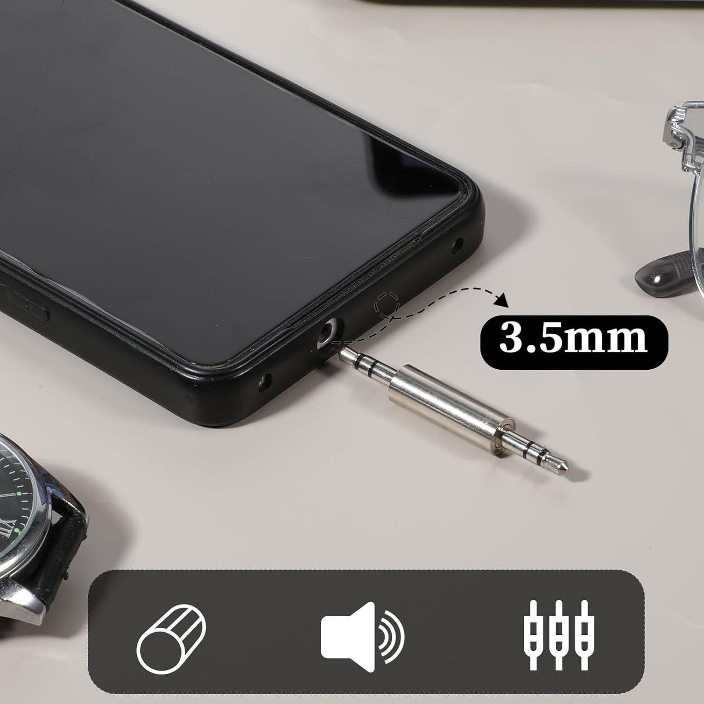 3.5 mm Male to Male Audio Cable Connector, 4 Pack 1/8" Audio Jack Stereo Jack Adapter Metal Silver Headphone Jacks Coupler Connector for Smartphones, Mic
