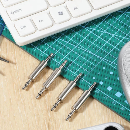 3.5 mm Male to Male Audio Cable Connector, 4 Pack 1/8" Audio Jack Stereo Jack Adapter Metal Silver Headphone Jacks Coupler Connector for Smartphones, Mic