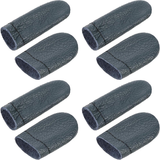 4 Pairs Crochet Finger Protectors, Leather Thimbles for Hand Sewing, Durable Needle Felting Knitting Thimble Guards Felting Tools Finger Protector for Hand Sewing, Embroidery Crafting