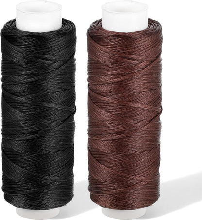 32.8 Yards Waxed Thread, 0.8 mm Leather Thread for Hand Sewing, 2 Colors Heavy Duty Upholstery Threads Thick Sewing Threads Waxed String for Bookbinding, DIY Crafts, Shoes Repair