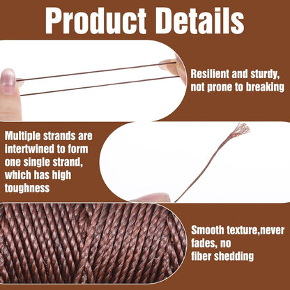 32.8 Yards Waxed Thread, 0.8 mm Leather Thread for Hand Sewing, 2 Colors Heavy Duty Upholstery Threads Thick Sewing Threads Waxed String for Bookbinding, DIY Crafts, Shoes Repair