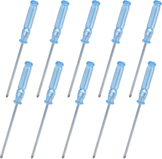 10 Pcs Mini Phillips Screwdriver, 2.5 mm Cross Head Precision Screwdriver Set with Non-Slip Blue Clear Handle 4.9" Total Length Small Screwdrivers for Watch Laptop Eyeglass Small Appliances Repair