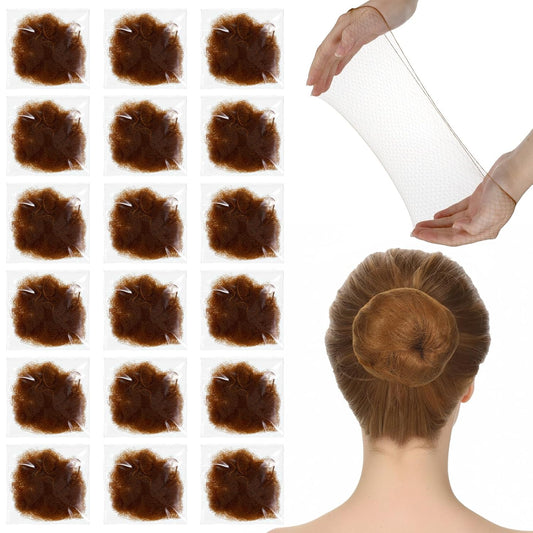 Hair Nets, 35 Pcs Invisible Hair Net for Buns, 20 Inch Strong Nylon Elastic Mesh Wig Nets Hairnet Hairs Accessories for Women Men Ballet, Food Service Workers, Kitchen Daily Styling (Brown)