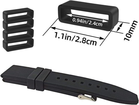 6 Pcs Watch Band Loop Holder Keeper for Resin Belt, Replacement Fastener Rings for Silicone Leather Rubber Watch Strap, Durable Fastener Retainer Size(24mm)