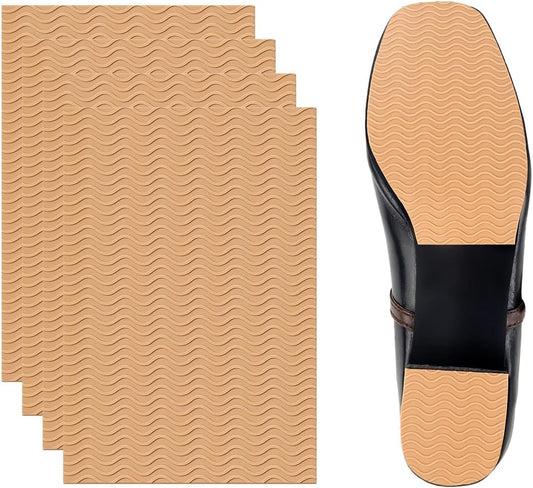 4 Pcs Non-Slip Shoe Sole Pads Shoe Bottom Grip Pads 5.9 x 3.9 Inch Self Adhesive Shoe Sole Protectors Shoe Pads Sole Shoe Bottom Protector for Women (Nude).