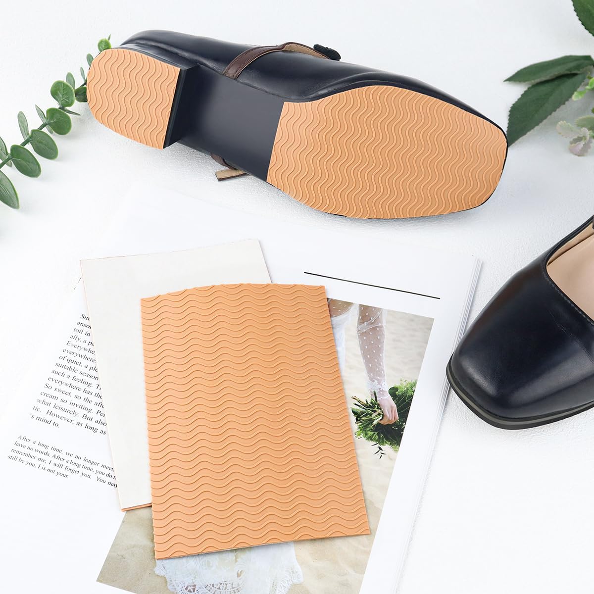 4 Pcs Non-Slip Shoe Sole Pads Shoe Bottom Grip Pads 5.9 x 3.9 Inch Self Adhesive Shoe Sole Protectors Shoe Pads Sole Shoe Bottom Protector for Women (Nude)
