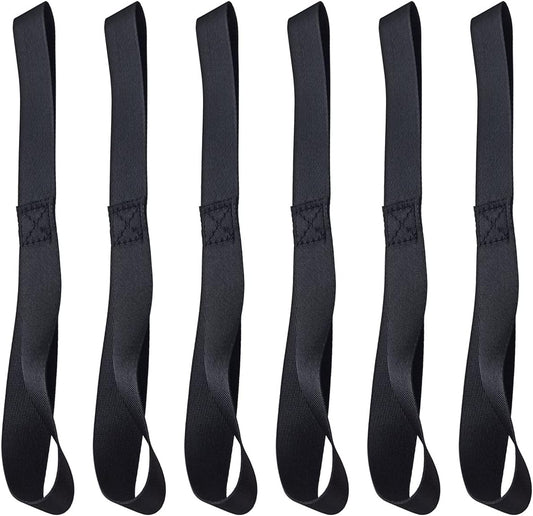 Black Soft Loop Tie Down Straps (6 Pack) 4500Lbs Breaking Strength and 1500Lbs Load Capacity, 12 * 1in Heavy Duty Tie Down Loops for Securing ATV UTV Motorcycles Scooters Dirt Bikes Lawn Equipment