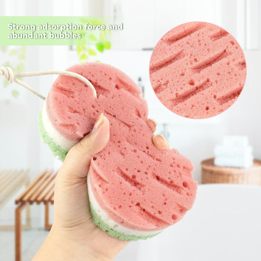 2 Pcs Bath Sponge, Deep Cleansing Body Loofah Sponge for Women Men, Large Size 3 Colors Foam Loofah for Gentle and Deep Exfoliation.