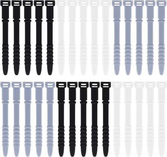 30Pcs Silicone Zip Ties Rubber Cable Ties 4.5 inch Reusable Zip Ties Elastic Cable Organizer for Wire Management (Grey, White, Black)