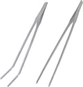 2 Pcs Feeding Tongs, Aquarium Tweezers Stainless Steel Straight and Curved Tweezers Set 27cm/10.6 inches Aquascaping Tools for Hold Worms, Reptiles, Lizards, Bearded Dragon (Silver)
