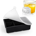 Large Ice Cube Tray with Lids, Big Square Silicone Freezer Mold, 2inch Huge Cubed Ice Maker for Whiskey, Cocktail, Freezing Broth, Rice, Leftovers and More (1-Pack 6 Cavities)