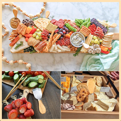 4-Piece Mini Wooden Handle Stainless Steel Cheese Set - Slicer, Knife, Fork, Butter Knife for Charcuterie & Cheese Spread