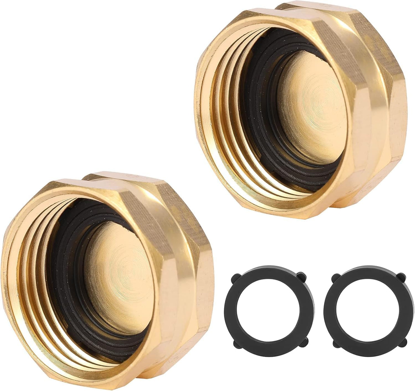2 Pack Garden Hose End Caps with Washers, Brass Spigot Cap, 3/4" Female End Cap