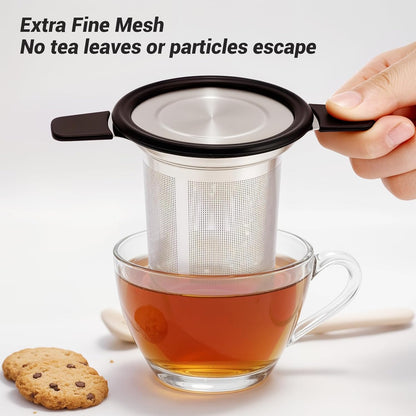 Stainless Steel Tea Infuser Steeper Strainer for Loose Leaf Tea, Fine Mesh Reusable Diffusers Ball Bag Filter Holder with Heat Proof Handles for Teapots, Mugs, Cups