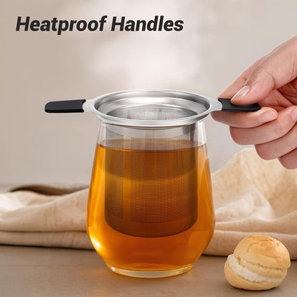 Stainless Steel Tea Infuser Steeper Strainer for Loose Leaf Tea, Fine Mesh Reusable Diffusers Ball Bag Filter Holder with Heat Proof Handles for Teapots, Mugs, Cups