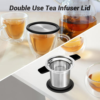 Stainless Steel Tea Infuser Steeper Strainer for Loose Leaf Tea, Fine Mesh Reusable Diffusers Ball Bag Filter Holder with Heat Proof Handles for Teapots, Mugs, Cups