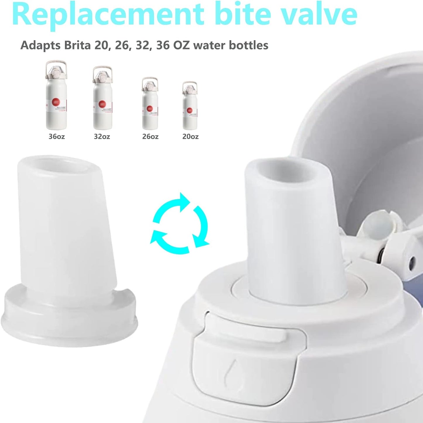 Bite Valve Replacement for Brita Water Bottle, 2 Pack, Silicone, BPA-Free, 1 Liter, Sports, Travel