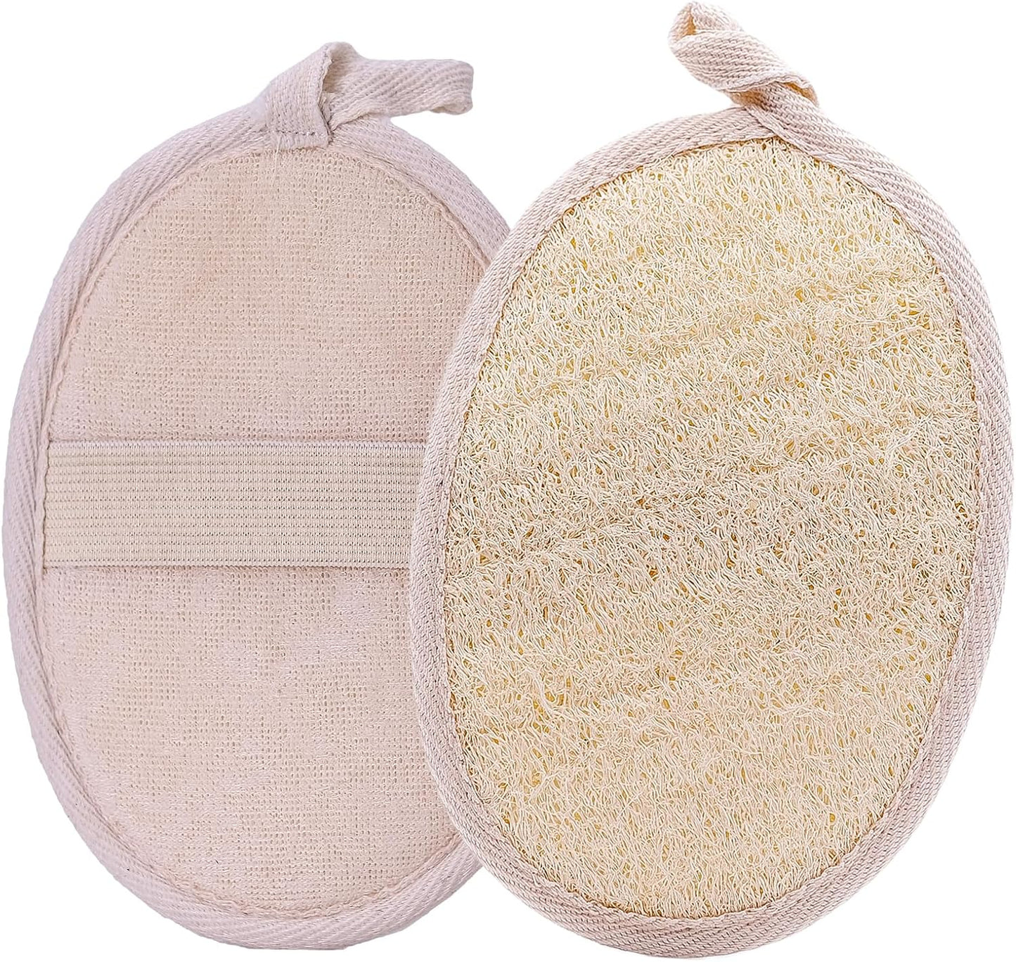 Natural Loofah Exfoliating Body Scrubber - 2 Pcs Bath Shower Exfoliator Sponge Pads for Women Egyption Loofah for Hand, Face and Body (7.1 * 5.1 in)..