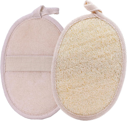 Natural Loofah Exfoliating Body Scrubber - 2 Pcs Bath Shower Exfoliator Sponge Pads for Women Egyption Loofah for Hand, Face and Body (7.1 * 5.1 in)..