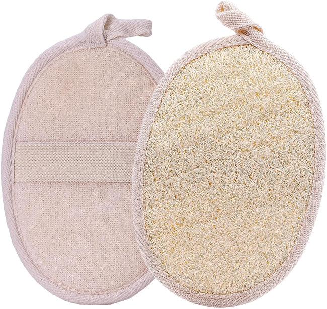 Natural Loofah Exfoliating Body Scrubber - 2 Pcs Bath Shower Exfoliator Sponge Pads for Women Egyption Loofah for Hand, Face and Body (7.1 * 5.1 in).. Hover Image