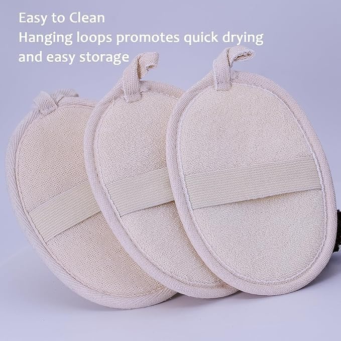 Natural Loofah Exfoliating Body Scrubber - 2 Pcs Bath Shower Exfoliator Sponge Pads for Women Egyption Loofah for Hand, Face and Body (7.1 * 5.1 in)..