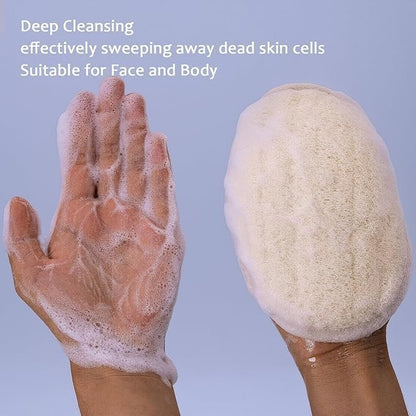 Natural Loofah Exfoliating Body Scrubber - 2 Pcs Bath Shower Exfoliator Sponge Pads for Women Egyption Loofah for Hand, Face and Body (7.1 * 5.1 in)..