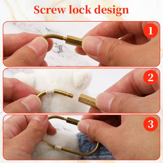 2-Pack Gold Brass Screw Lock Keychains with 4 Rings, Gold Carabiner Key Ring Keychain - 2 Sizes Keychain Clip Tool for Luggage Tags, Key Tags, Keyrings, Purse Bag Charms.
