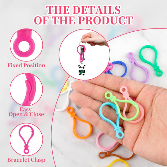 50Pcs Plastic Keychain Clips - Multicolor Lobster Claw Clasps Keychain Rings - Backpack Key Chain Hooks for Crafts Lanyard Clip and Hook Key Chains for Crafts & DIY Projects