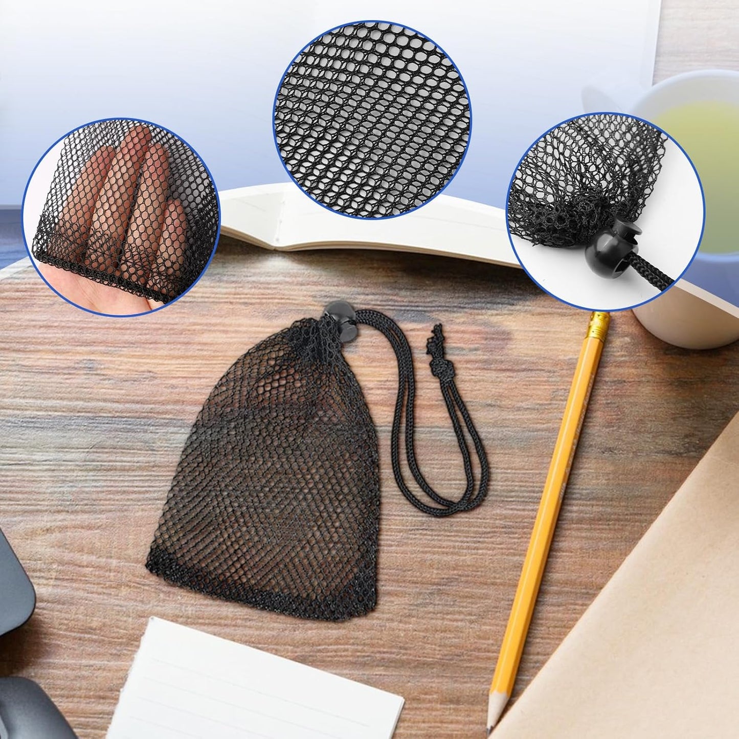 6Pcs Small Mesh Drawstring Bags - 6'' x 4'' Breathable Nylon Storage Bags for Travel, Underwear, Toys - Portable Organizer Pouches W/Toggle Closure for Gym, Camping, Laundry - Multi-Use