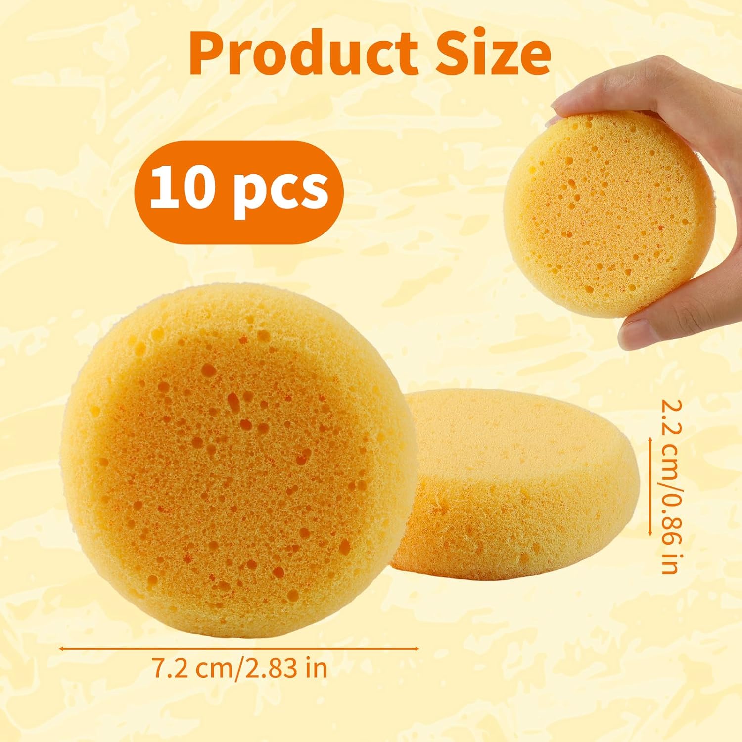 10-Pack Pottery Sponges - 3'' Round Painting Sponge - Soft Elasticity Clay Sponges - Artists Sponge for Face Painting Pottery Ceramics Art Crafts, Also Work as Water Absorption Cleaning Soap Sponge.