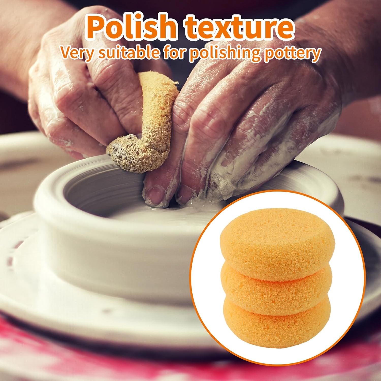10-Pack Pottery Sponges - 3'' Round Painting Sponge - Soft Elasticity Clay Sponges - Artists Sponge for Face Painting Pottery Ceramics Art Crafts, Also Work as Water Absorption Cleaning Soap Sponge.