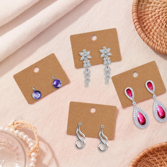 200 Pcs Earring Display Cards - 4.5X3.2cm Kraft Paper Earring Cards Holder Tags Hanging Earrings Card for Earrings Jewelry Display Ear Studs