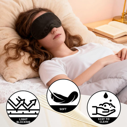 8-Pack Blindfold Sleep Mask for Party Games Travel Sleep Team Build Party Supply - Eye Covers for Sleeping with Adjustable Strap - Sleeping Masks for Women Men, Black.