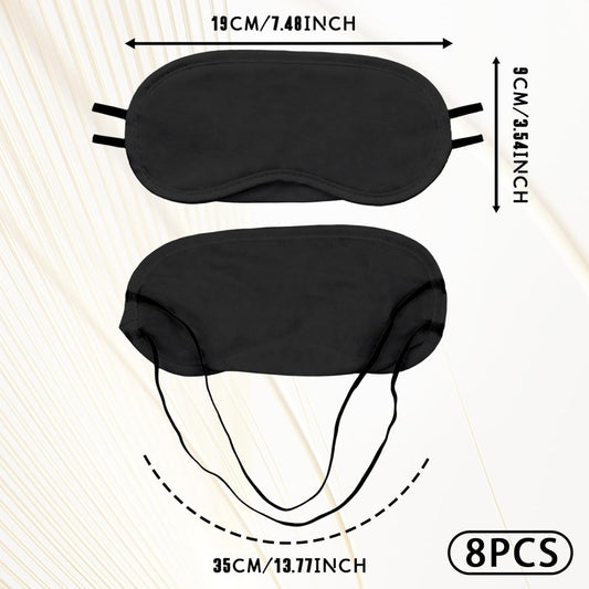 8-Pack Blindfold Sleep Mask for Party Games Travel Sleep Team Build Party Supply - Eye Covers for Sleeping with Adjustable Strap - Sleeping Masks for Women Men, Black.