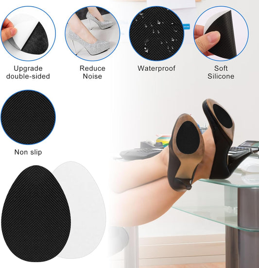 16 PCS/8 Pairs Non-Slip Shoe Pads for Bottom of Shoes– Self-Adhesive Sole Protectors for High Heels & Flats – Anti-Skid Shoes Grips Stickers for Slippery Floors, Noise Reduction, Shoe Bottom Repair